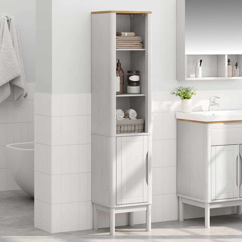 Casa si Gradina - Mobilier - Mobilier baie - Comode baie - Dulap de baie inalt Alb 35 x 30 x 160 cm Lemn de pin masiv - Infinity.ro