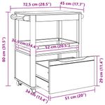 Casa si Gradina - Bucatarie si vesela - Ustensile bucatarie - Cosuri servire - Troler de Bucatarie FLORO Maroniu cerat 72,5 x 45 x 80 cm - Infinity.ro