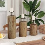 Casa si Gradina - Decoratiuni - Aromaterapie si lumanari - Suporturi lumanari - Suport pentru lumanari 3 pcs natural Lemn masiv de tec - Infinity.ro