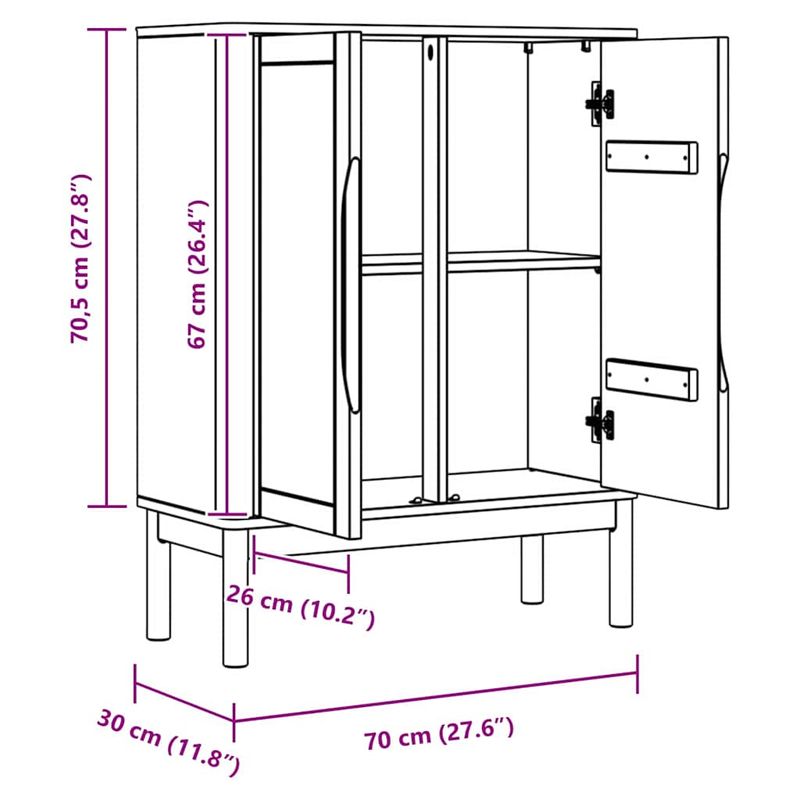 Casa si Gradina - Mobilier - Comode si corpuri - Comode - Bufet Alb 70 x 30 x 70,5 cm Lemn de pin masiv - Infinity.ro