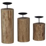 Casa si Gradina - Decoratiuni - Aromaterapie si lumanari - Suporturi lumanari - Suport pentru lumanari 3 pcs natural Lemn masiv de tec - Infinity.ro