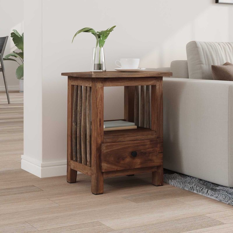 Casa si Gradina - Mobilier - Mese si birouri - Mese living - Noptiera cu sertar Maro 30 x 30 x 47 cm Lemn recuperat masiv - Infinity.ro