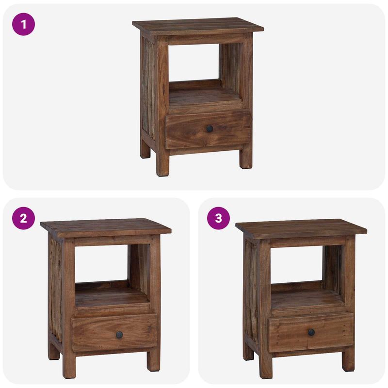 Casa si Gradina - Mobilier - Mese si birouri - Mese living - Noptiera cu sertar Maro 30 x 30 x 47 cm Lemn recuperat masiv - Infinity.ro