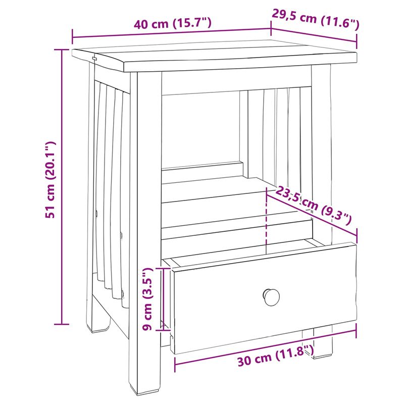 Casa si Gradina - Mobilier - Mese si birouri - Mese living - Noptiera cu sertar Maro 30 x 30 x 47 cm Lemn recuperat masiv - Infinity.ro