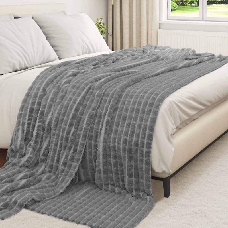 Casa si Gradina - Textile si covoare - Pături și cuverturi - Pături - Patura Gri inchis 270 x 240 cm Molton - Infinity.ro