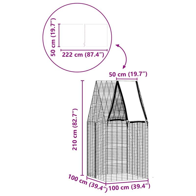 Petshop - Accesorii petshop - Culcusuri si custi - Custi interior si exterior - Custodie pentru iepuri Argintiu 100 x 100 x 210 cm - Infinity.ro