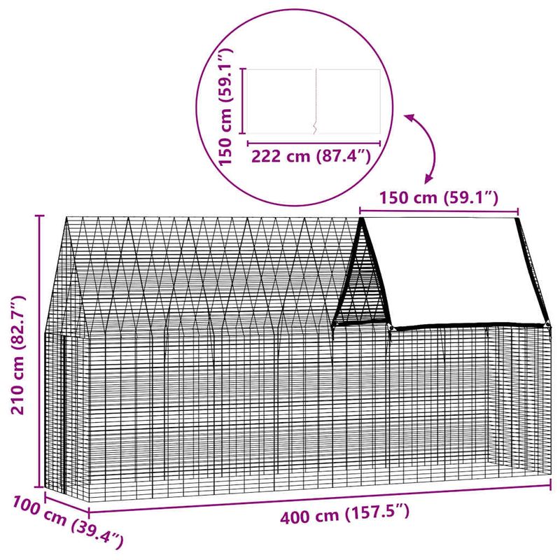 Petshop - Accesorii petshop - Culcusuri si custi - Custi interior si exterior - Custodie pentru iepuri Argintiu 400 x 100 x 210 cm - Infinity.ro