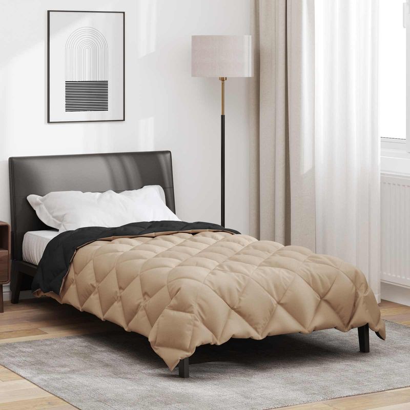 Casa si Gradina - Textile si covoare - Pături și cuverturi - Pături - Duvet de iarna Negru si Taupe 220 x 135 cm Microfibra - Infinity.ro