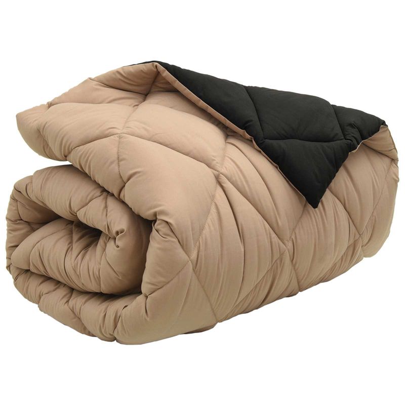 Casa si Gradina - Textile si covoare - Pături și cuverturi - Pături - Duvet de iarna Negru si Taupe 220 x 135 cm Microfibra - Infinity.ro
