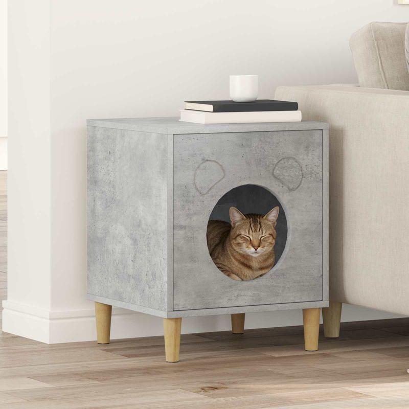 Petshop - Accesorii petshop - Jucarii animale - Ansambluri de joaca - Casa pentru pisici Beton 42,5 x 40 x 53 cm Lemn compozit - Infinity.ro