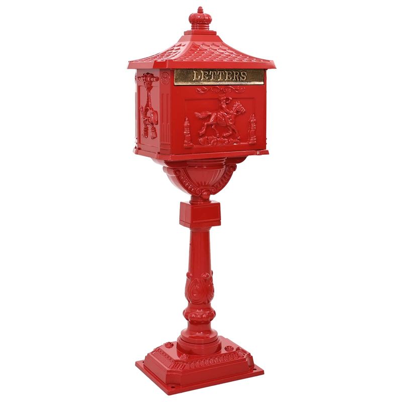 Casa si Gradina - Constructii - Depozitare, transport si protectie - Cutii postale - Cutie postala cu suport cu depozitare Rosu 42,5 x 29,5 x 117 cm - Infinity.ro