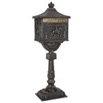 Casa si Gradina - Constructii - Depozitare, transport si protectie - Cutii postale - Cutie postala cu suport cu usa Bronz 42,5 x 29,5 x 117 cm - Infinity.ro