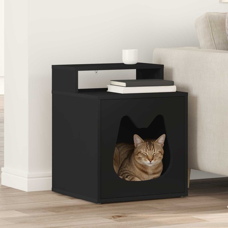Petshop - Accesorii petshop - Jucarii animale - Ansambluri de joaca - Casa pentru pisici Negru 42,5 x 40 x 53,5 cm Lemn compozit - Infinity.ro