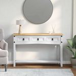 Casa si Gradina - Mobilier - Mese si birouri - Mese living - Masa laterala Alb 114 x 34,5 x 73 cm Lemn de pin masiv - Infinity.ro