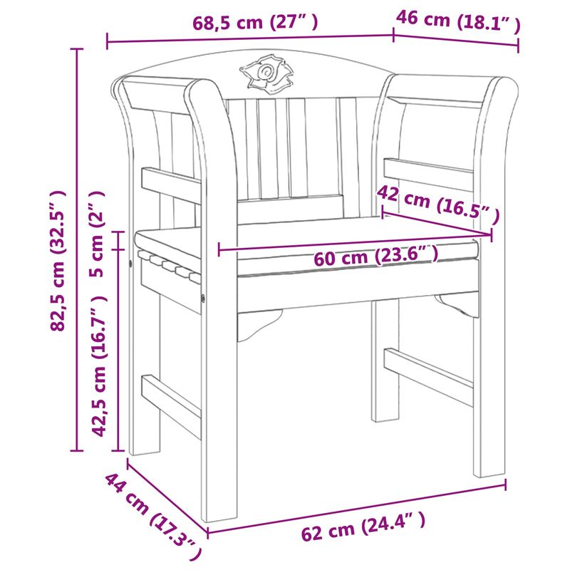 Casa si Gradina - Gradina si terasa - Mobilier exterior - Bancute de gradina - Banca cu perna Finisaj cu ulei natural 68,5 x 46 x 82,5 cm - Infinity.ro
