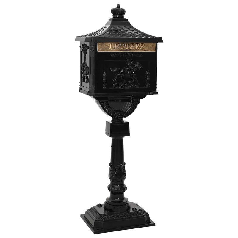 Casa si Gradina - Constructii - Depozitare, transport si protectie - Cutii postale - Cutie postala cu suport cu usa Negru 42,5 x 29,5 x 117 cm - Infinity.ro