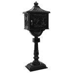 Casa si Gradina - Constructii - Depozitare, transport si protectie - Cutii postale - Cutie postala cu suport cu usa Negru 42,5 x 29,5 x 117 cm - Infinity.ro