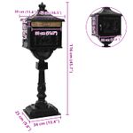 Casa si Gradina - Constructii - Depozitare, transport si protectie - Cutii postale - Cutie postala cu suport cu usa Negru 42,5 x 29,5 x 117 cm - Infinity.ro