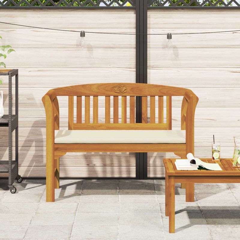 Casa si Gradina - Gradina si terasa - Mobilier exterior - Bancute de gradina - Banca cu perna Finisaj cu ulei natural 114 x 46 x 82,5 cm - Infinity.ro