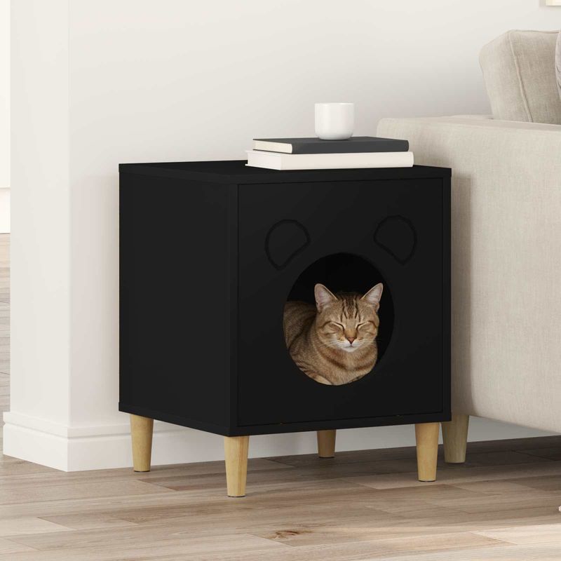 Petshop - Accesorii petshop - Jucarii animale - Ansambluri de joaca - Casa pentru pisici Negru 42,5 x 40 x 53 cm Lemn compozit - Infinity.ro