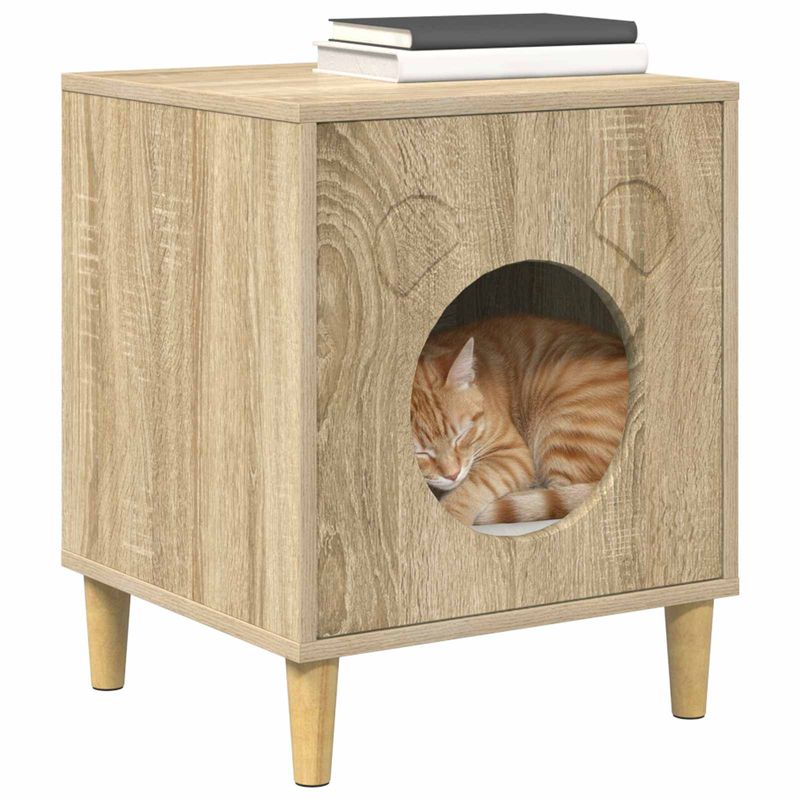 Petshop - Accesorii petshop - Jucarii animale - Ansambluri de joaca - Casa pentru pisici Sonoma 42,5 x 40 x 53 cm Lemn compozit - Infinity.ro