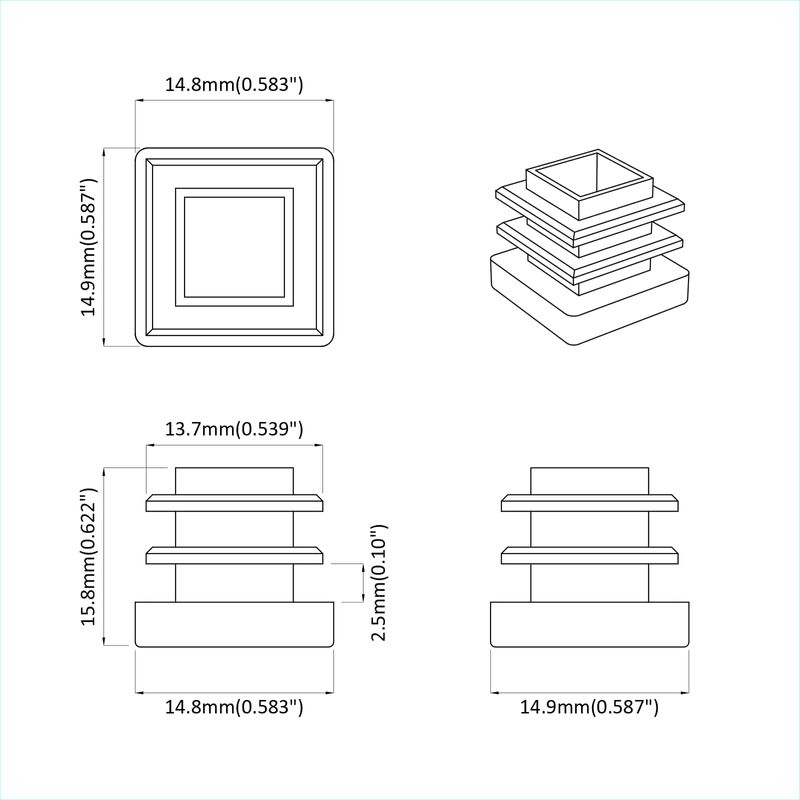 Casa si Gradina - Constructii - Scule de mana si unelte - Accesorii scule de mana - Capete de inchidere 2 pcs Negru 15 x 15 x 15 mm PP - Infinity.ro