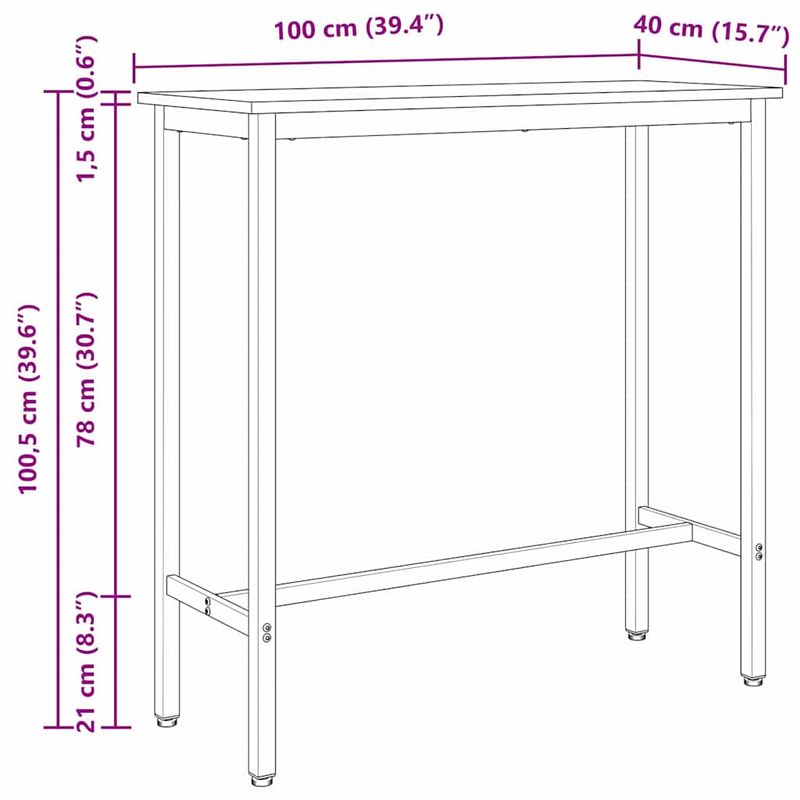 Casa si Gradina - Mobilier - Mese si birouri - Mese living - Masa Lemn vechi 100 x 40 x 100,5 cm Lemn ingineresc si otel - Infinity.ro