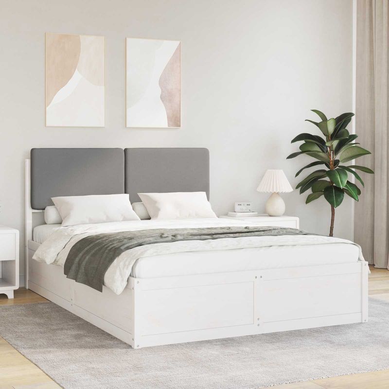 Casa si Gradina - Mobilier - Paturi si accesorii - Paturi - Cadru de pat cu tablie tapitata Gri deschis 140 x 190 cm - Infinity.ro