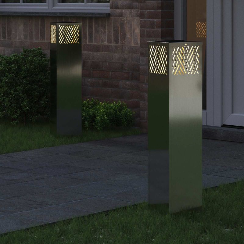 Casa si Gradina - Corpuri si surse de iluminat - Iluminat exterior - Felinare - Lumina LED Solara pentru Alei 2 pcs Galvanizat Galvanizat - Infinity.ro