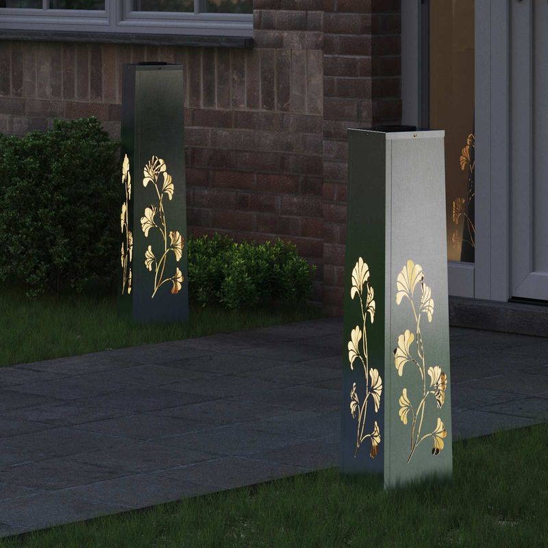 Casa si Gradina - Corpuri si surse de iluminat - Iluminat exterior - Felinare - Lumina LED Solara pentru Alei 2 pcs Otel inoxidabil - Infinity.ro