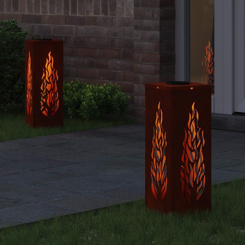 Casa si Gradina - Corpuri si surse de iluminat - Iluminat exterior - Felinare - Lumina LED Solara pentru Alei cu lumini cu baterie 2 pcs Bronz - Infinity.ro