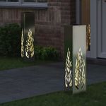 Casa si Gradina - Corpuri si surse de iluminat - Iluminat exterior - Felinare - Lumina LED Solara pentru Alei 2 pcs Galvanizat Galvanizat - Infinity.ro