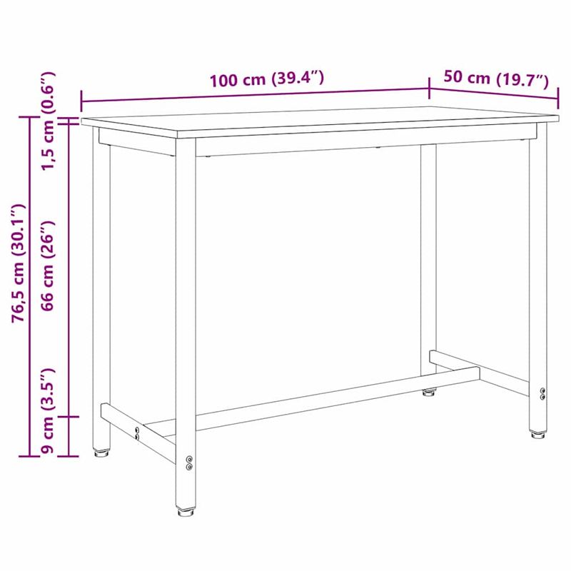 Casa si Gradina - Mobilier - Mese si birouri - Mese living - Masa Stejar fumuriu 100 x 50 x 76,5 cm Lemn ingineresc si otel - Infinity.ro