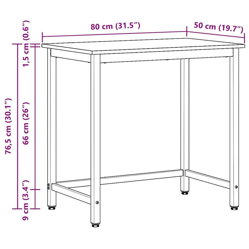 Casa si Gradina - Mobilier - Mese si birouri - Birouri - Masa Stejar Negru 100 x 50 x 76,5 cm Lemn ingineresc si otel - Infinity.ro