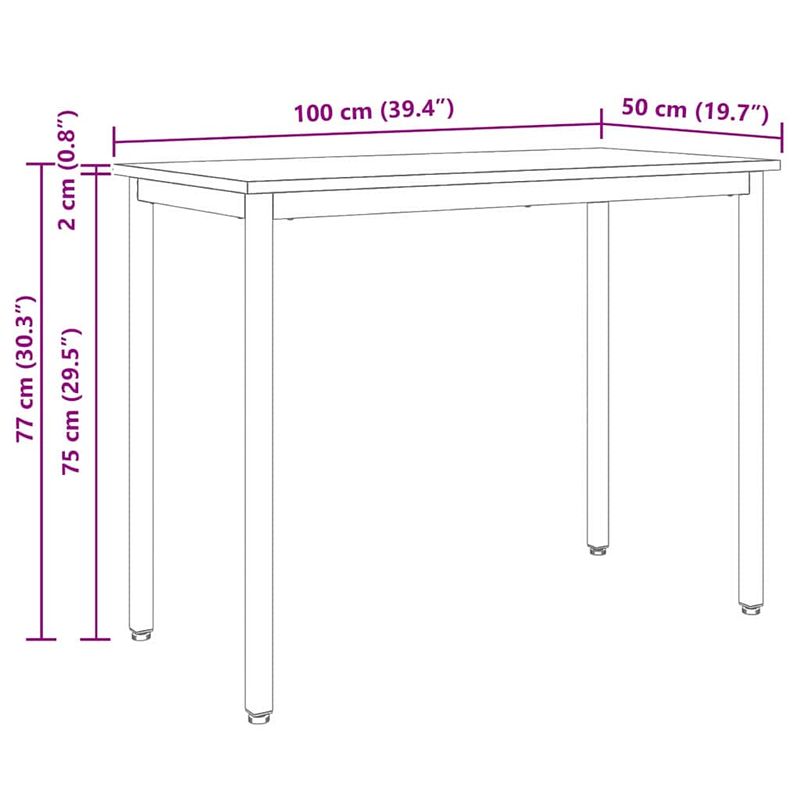 Casa si Gradina - Mobilier - Mese si birouri - Mese living - Masa natural 100 x 50 x 77 cm Lemn ingineresc si otel - Infinity.ro