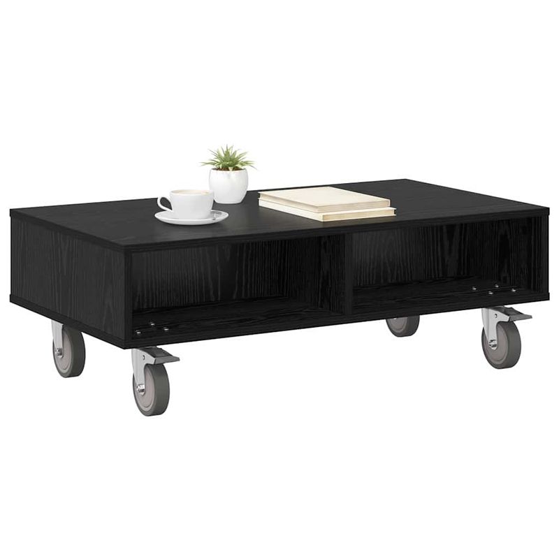 Casa si Gradina - Mobilier - Mese si birouri - Mese living - Masa laterala cu roti Stejar Negru 90 x 50 x 30 cm - Infinity.ro