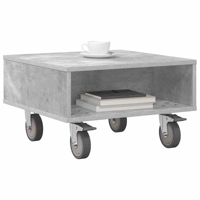 Casa si Gradina - Mobilier - Mese si birouri - Mese living - Masa laterala cu roti Gri din beton 50 x 50 x 30 cm - Infinity.ro