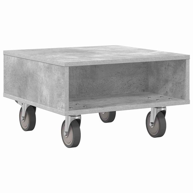Casa si Gradina - Mobilier - Mese si birouri - Mese living - Masa laterala cu roti Gri din beton 50 x 50 x 30 cm - Infinity.ro