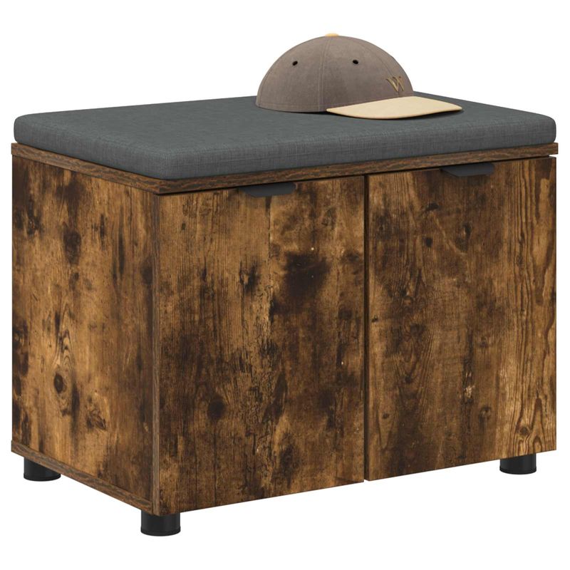Casa si Gradina - Mobilier - Organizare si depozitare - Bancute - Banca pentru hol cu perna cu usa, Stejar fumuriu 60 x 38 x 46 cm - Infinity.ro