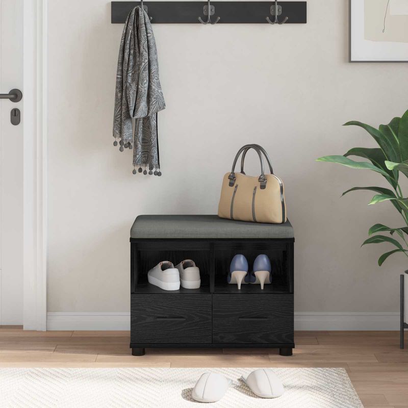 Casa si Gradina - Mobilier - Canapele si coltare - Banchete - Banca pentru hol cu perna Stejar Negru 60 x 38 x 46 cm - Infinity.ro