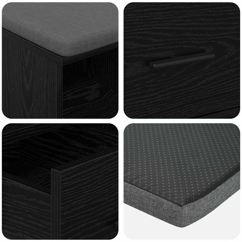 Casa si Gradina - Mobilier - Canapele si coltare - Banchete - Banca pentru hol cu perna Stejar Negru 60 x 38 x 46 cm - Infinity.ro
