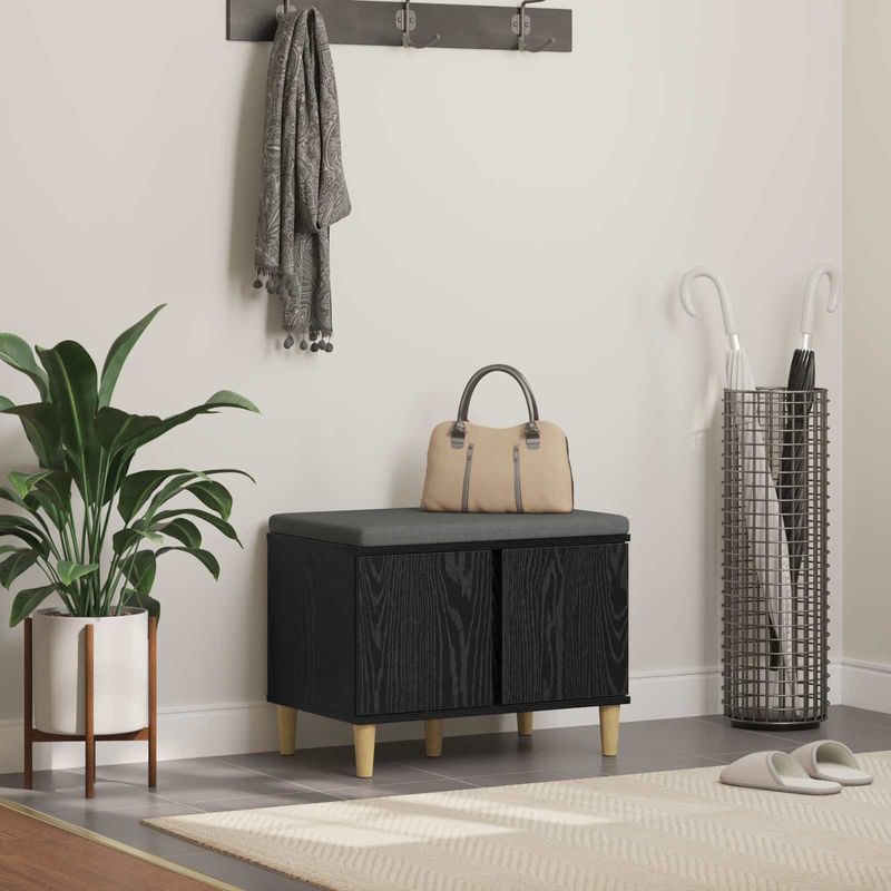 Casa si Gradina - Mobilier - Organizare si depozitare - Bancute - Banca pentru hol cu perna cu usa Stejar Negru 60 x 38 x 46 cm, - Infinity.ro