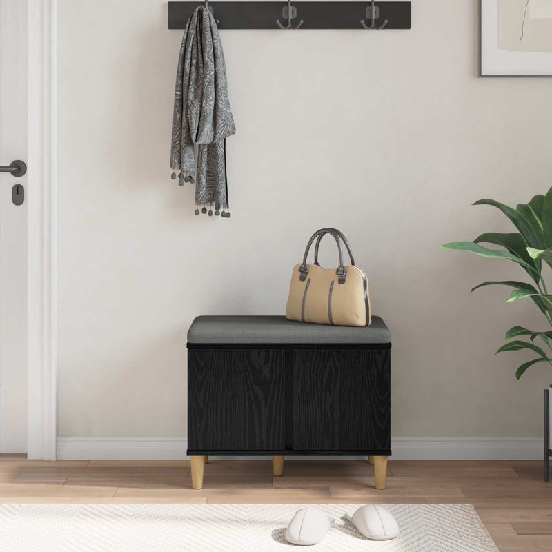 Casa si Gradina - Mobilier - Organizare si depozitare - Bancute - Banca pentru hol cu perna cu usa Stejar Negru 60 x 38 x 46 cm, - Infinity.ro