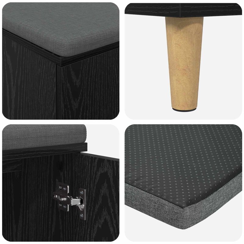 Casa si Gradina - Mobilier - Organizare si depozitare - Bancute - Banca pentru hol cu perna cu usa Stejar Negru 60 x 38 x 46 cm, - Infinity.ro