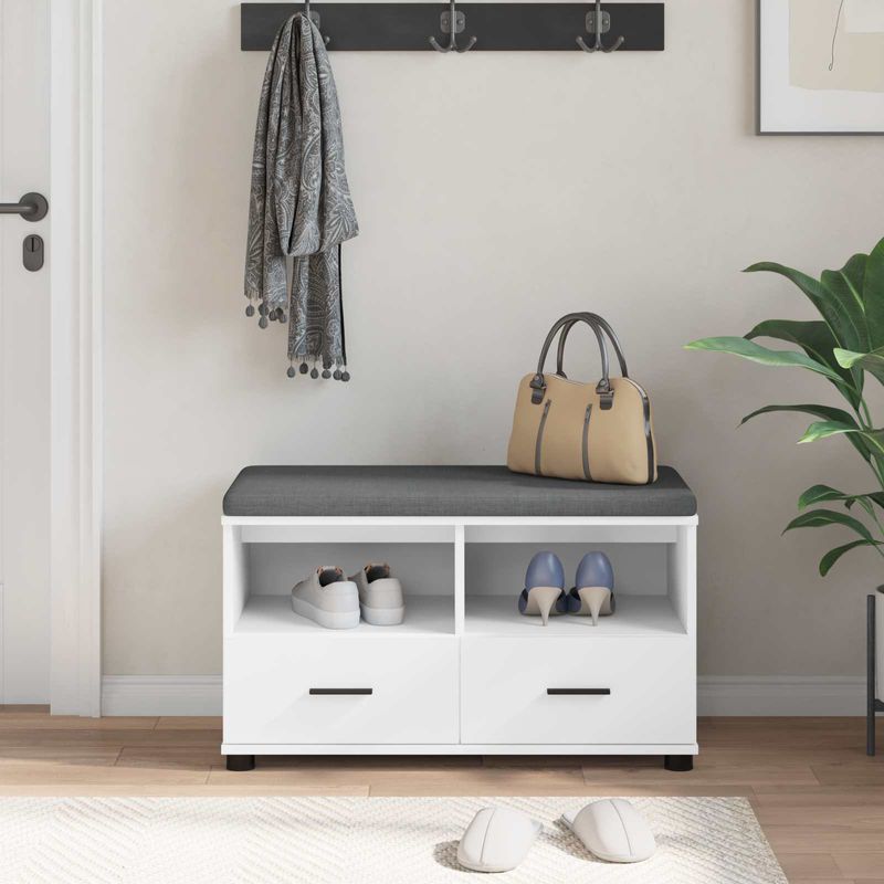 Casa si Gradina - Mobilier - Organizare si depozitare - Bancute - Banca pentru hol cu perna cu sertar Alb 80 x 38 x 46 cm - Infinity.ro