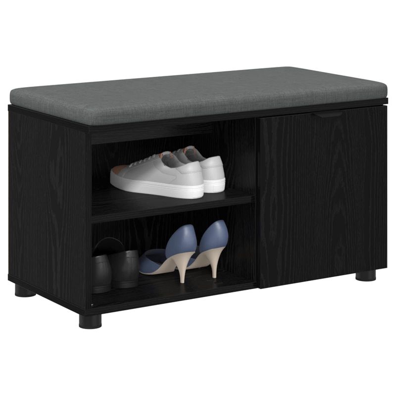 Casa si Gradina - Mobilier - Canapele si coltare - Banchete - Banca pentru hol cu perna Simplu Stejar Negru 80 x 38 x 46 cm - Infinity.ro