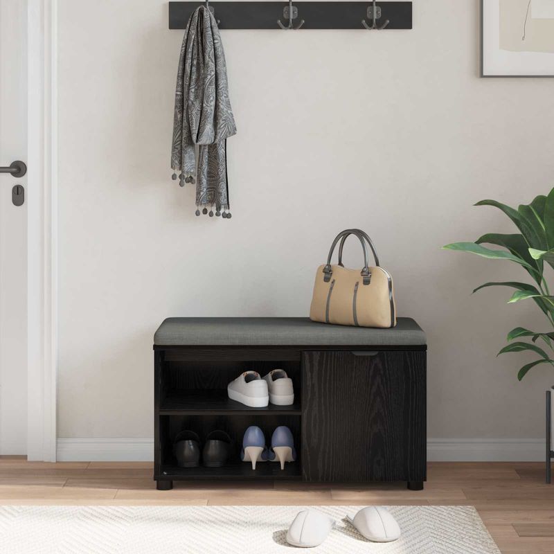 Casa si Gradina - Mobilier - Canapele si coltare - Banchete - Banca pentru hol cu perna Simplu Stejar Negru 80 x 38 x 46 cm - Infinity.ro