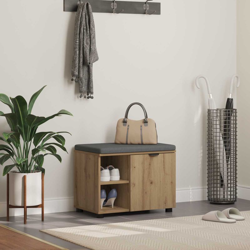 Casa si Gradina - Mobilier - Canapele si coltare - Banchete - Banca pentru hol cu perna Stejar Artizanal 60 x 38 x 46 cm - Infinity.ro