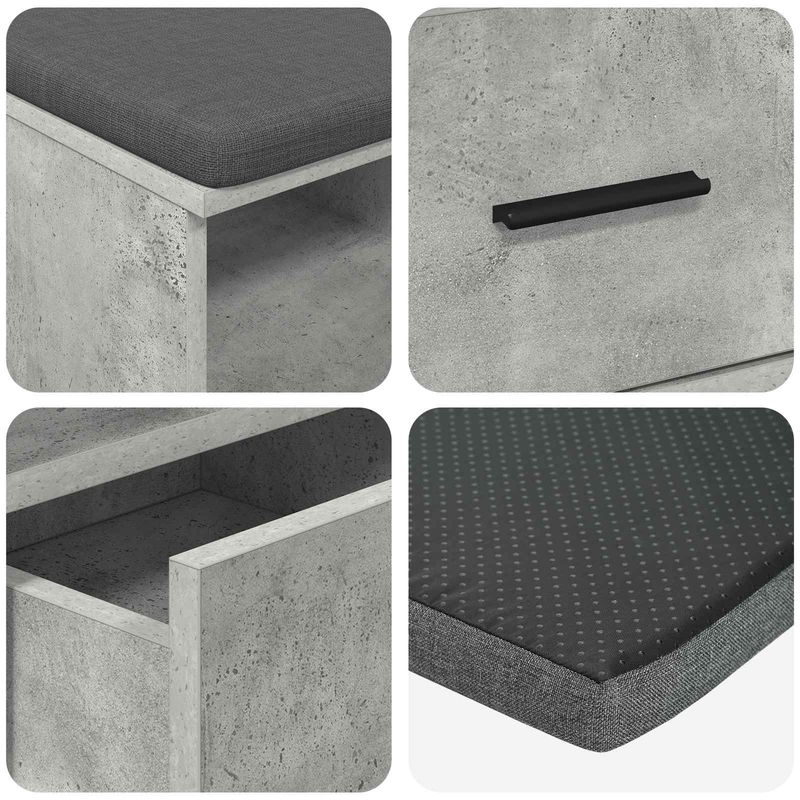 Casa si Gradina - Mobilier - Organizare si depozitare - Bancute - Banca pentru hol cu perna Gri din beton 80 x 38 x 46 cm - Infinity.ro