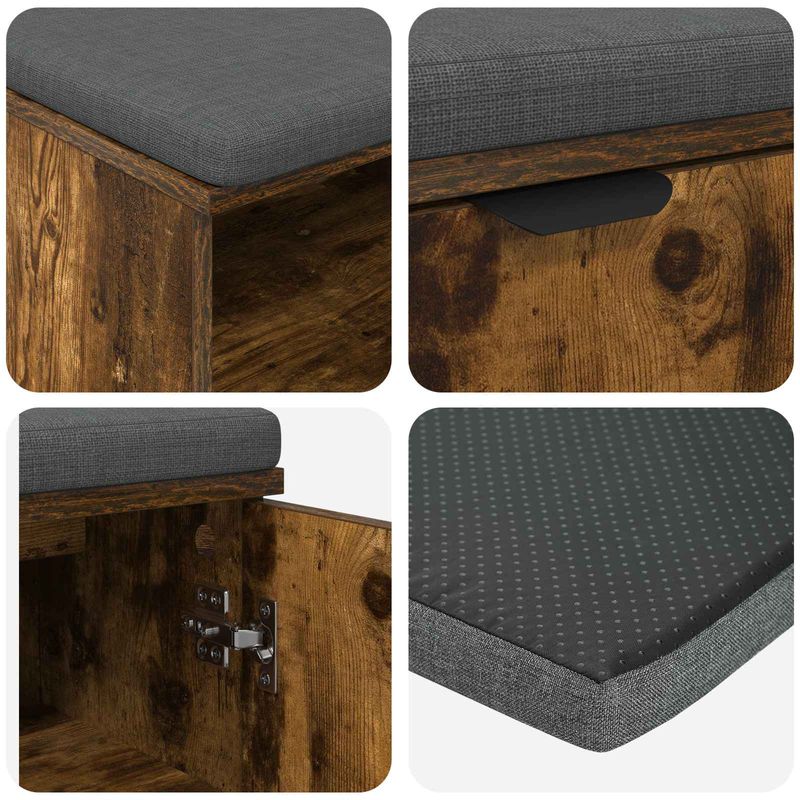 Casa si Gradina - Mobilier - Canapele si coltare - Banchete - Banca pentru hol cu perna Simplu Stejar fumuriu 80 x 38 x 46 cm - Infinity.ro